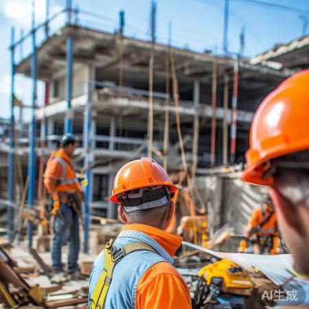 施工安全第一，佩戴安全帽，咨询