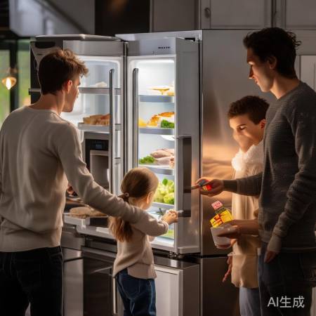 “少开冰箱门，节能又省电”