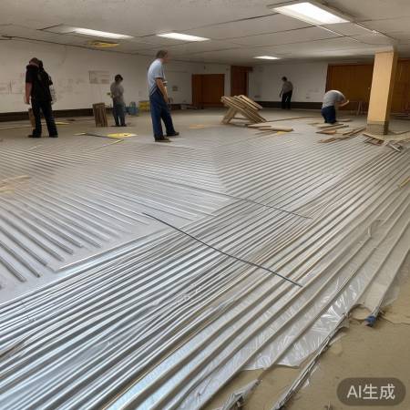 地暖铺设:保温板+膜+管道,水