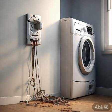 洗衣机电源线磨损,检查更换。