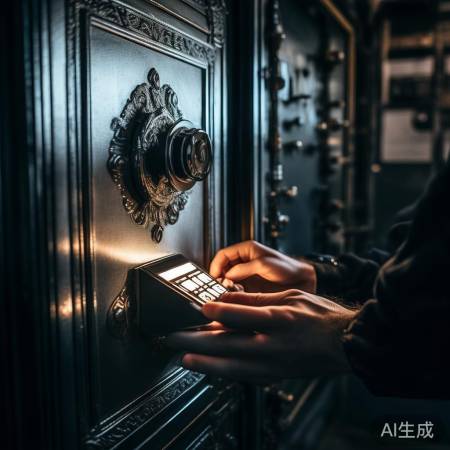 保险柜密码区,内嵌键盘旁