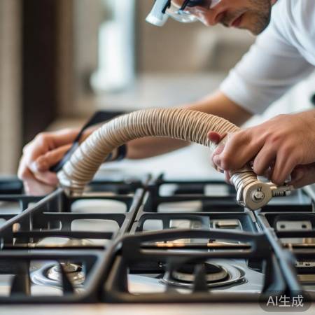 拆除燃气软管,小心操作