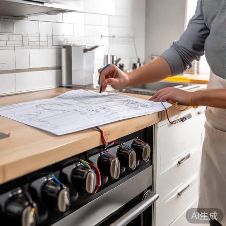 集成灶接线图,红蓝黄绿对应接。