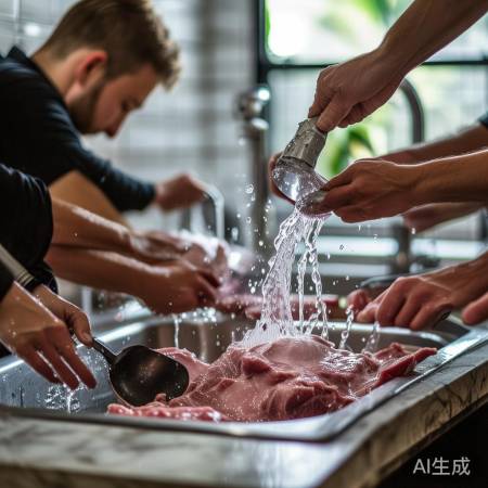 盐水洗肉无益,流水冲更佳
