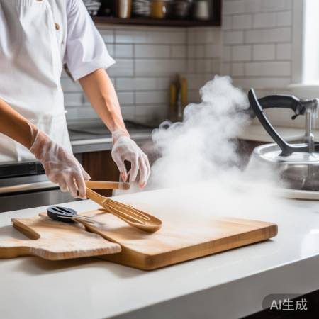 肉类工具消毒,漂白剂或蒸汽法。