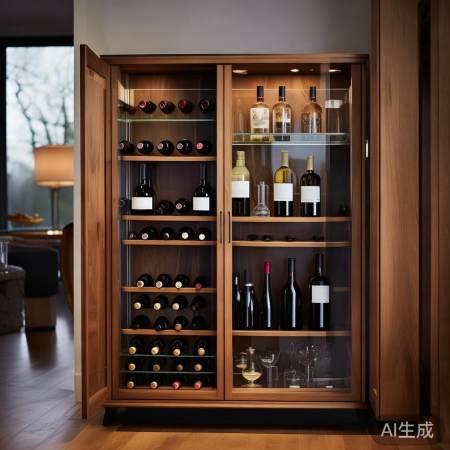 酒柜布局:尺寸视窗,分类陈列酒