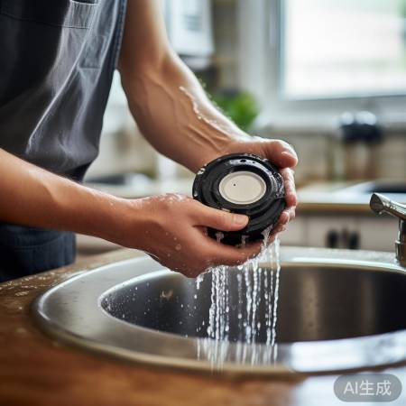 热水冲油盖，净洁如初。