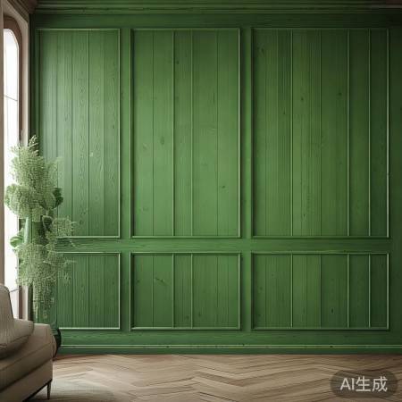 绿木背景墙:拼接整齐,颜色和谐