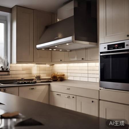 厨房布局细节:油烟机距柜、灯高