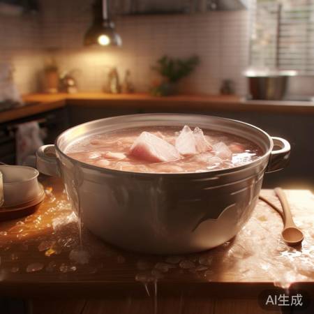 猪舌头汤解冻，冷藏慢解，煮沸杀