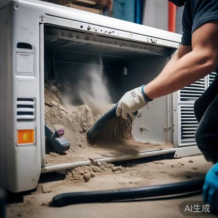 空调清洁,断电吸尘,面板打开。