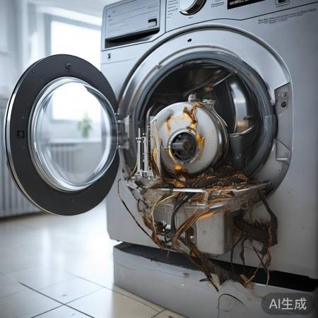 洗衣机电机故障,洗衣停止。