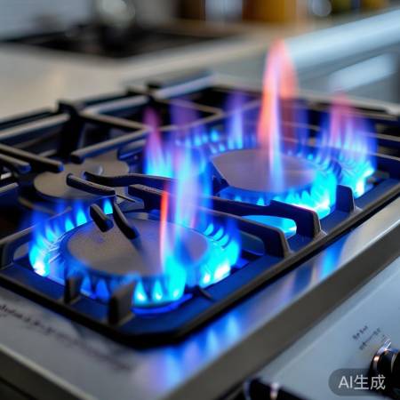 燃气灶火力多档，火焰稳定，烹饪