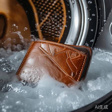 洗衣机洗钱包,皮料损褪色