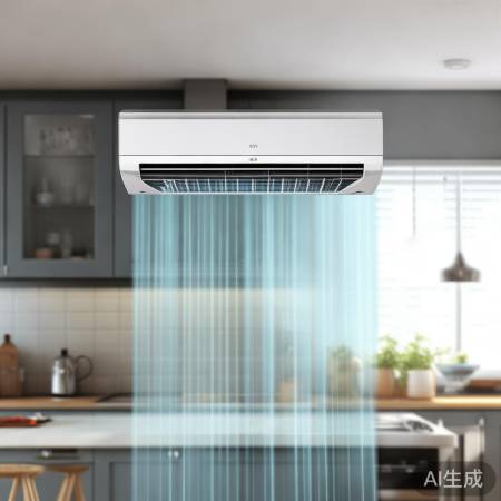 厨房空调装天花板，避开烹饪区