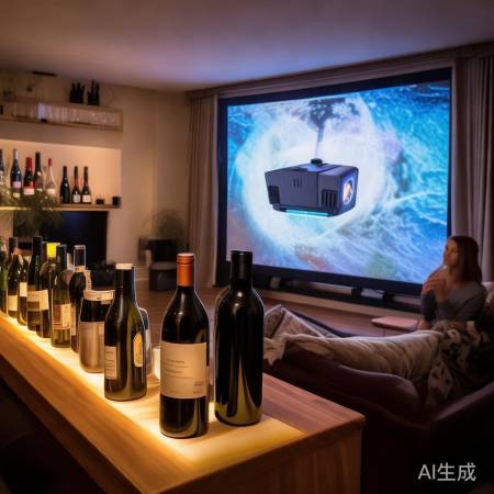 “客厅投影仪,酒柜旁惬意生活”