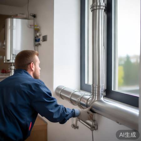 安装排烟管道，连接炉体，垂直穿