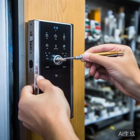 调整指纹锁方向，确保稳固。