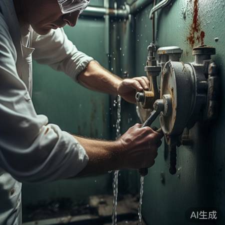 关闭进水管，反向旋转阀门。