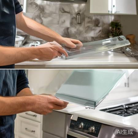 油烟机玻璃挡块拆卸小教程