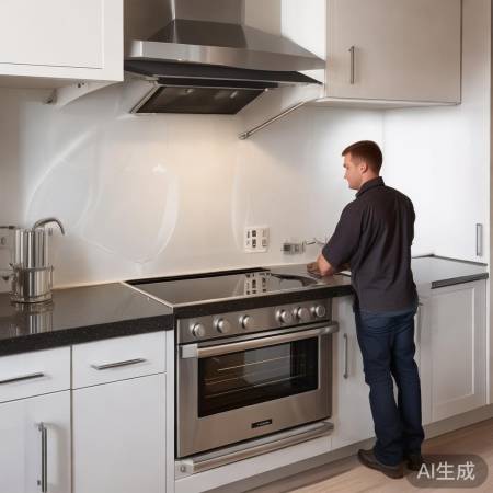 集成灶墙面固定，厨房整洁高效。