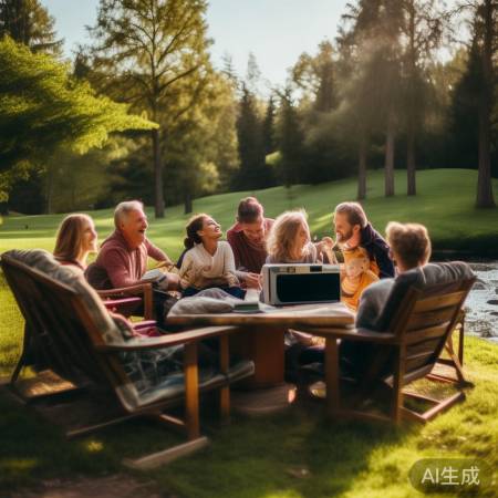 公园休闲区，周末家庭观影视。